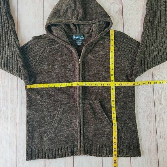 Style & Co. velour zip front hoodie cardigan sz SP - Picture 6 of 8